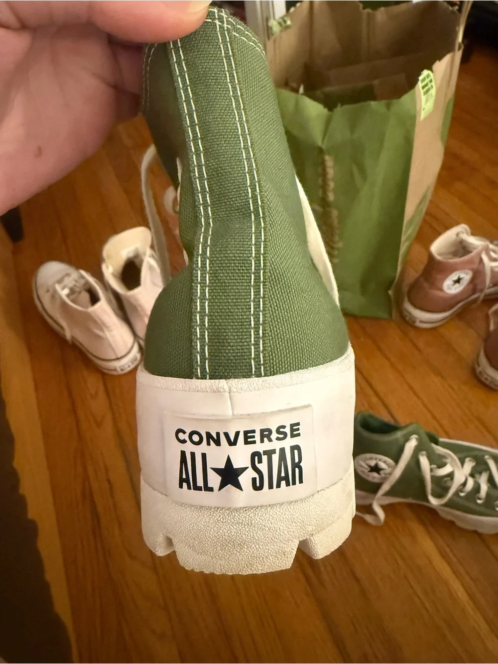 Converse Sage Green High-Top Platform Lugged Sneakers